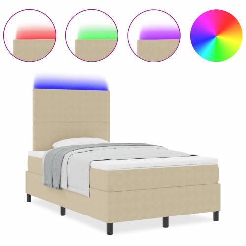 Krevet s box spring sustavom, madracem i LED svjetlom, bež, 120 x 190 cm, kordura tkanina Cijena