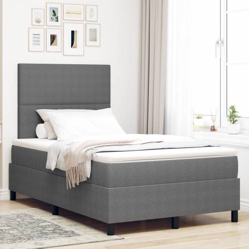 Box Spring Krevet s Madracem i LED Svjetlom Svijetlo Siva 120x200 cm Tkanina od žakarda Cijena