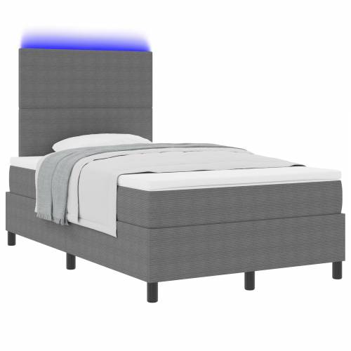 Box Spring Krevet s Madracem i LED Svjetlom Svijetlo Siva 120x200 cm Tkanina od žakarda Cijena