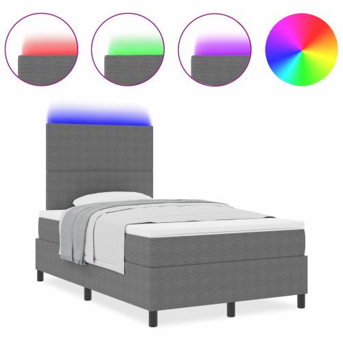 Box Spring Krevet s Madracem i LED Svjetlom Svijetlo Siva 120x200 cm Tkanina od žakarda Cijena