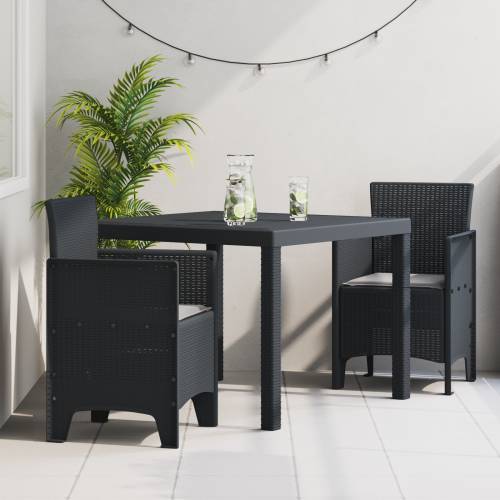 Set za blagovanje u vrtu od 3 dijela s jastucima Antracit Poly Rattan Cijena
