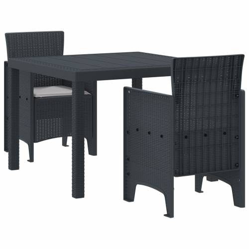 Set za blagovanje u vrtu od 3 dijela s jastucima Antracit Poly Rattan Cijena