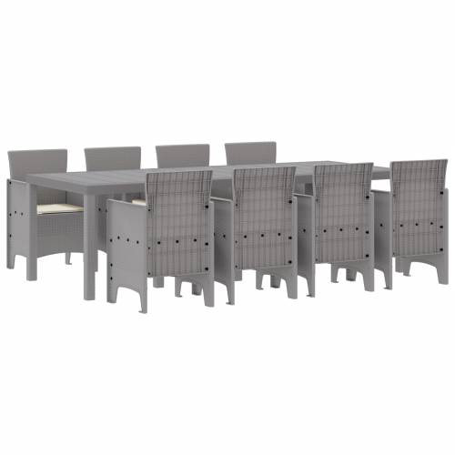 set od 9 dijelova za vrtno blagovanje s jastucima bijeli poly rattan Cijena