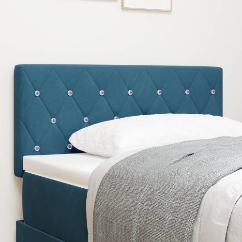 LED uzglavlje s kristalnim gumbima, tufting, tamno plavo, 90 cm, baršun Cijena
