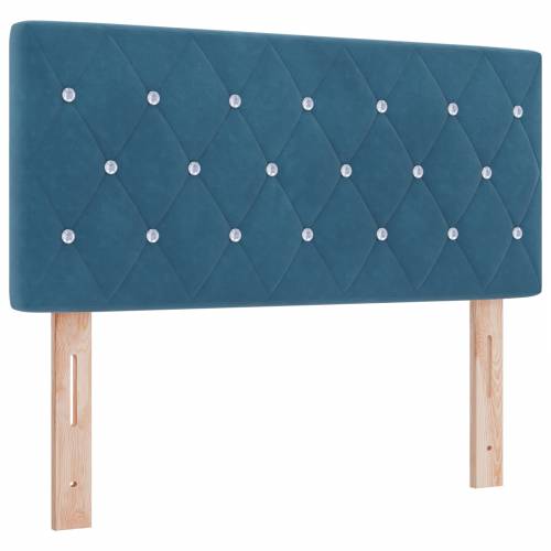 LED uzglavlje s kristalnim gumbima, tufting, tamno plavo, 90 cm, baršun Cijena