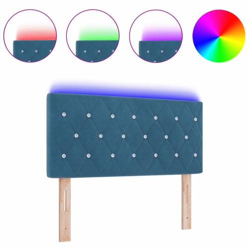 LED uzglavlje s kristalnim gumbima, tufting, tamno plavo, 90 cm, baršun Cijena