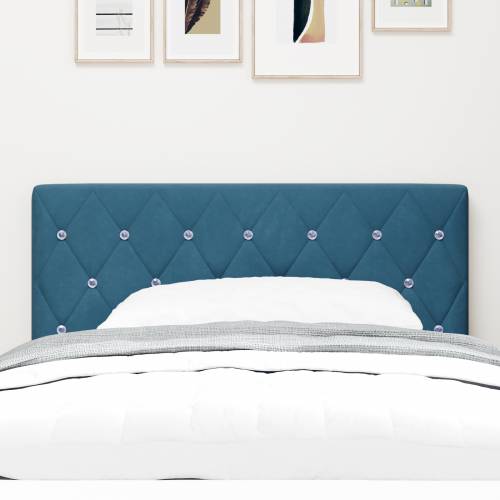 LED uzglavlje s kristalnim gumbima, tufting, tamno plavo, 90 cm, baršun Cijena
