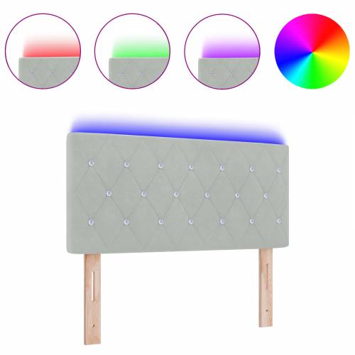 LED uzglavlje s kristalnim gumbima, prešano, svjetlosivo, 100 cm, velvet Cijena