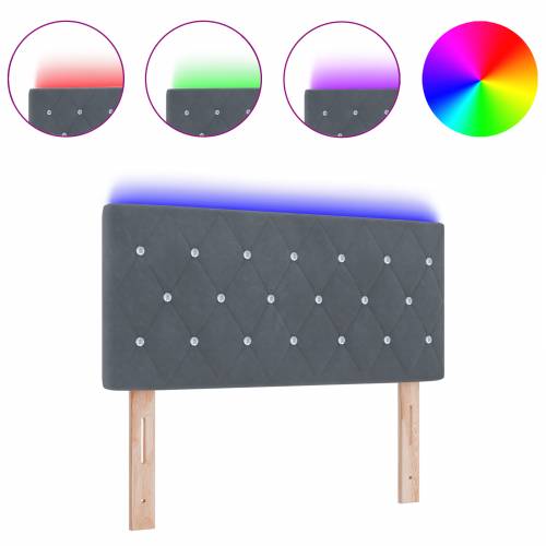 LED glava kreveta s kristalnim gumbima presvučena tamno sivi 100 cm baršun Cijena