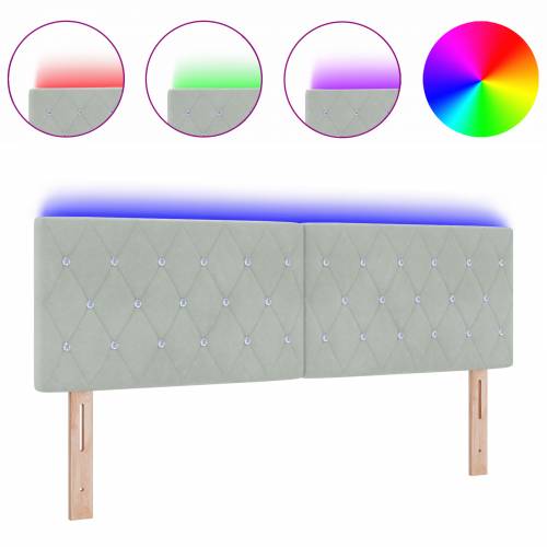 LED Uzglavlje s Kristalnim Gumbima Poničeno Svjetlosivo 80 cm Baršun Cijena