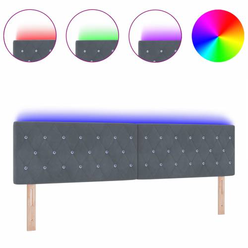 LED Uzglavlje s Kristalnim Gumbima Tamno Sivo 90 cm Baršun Cijena