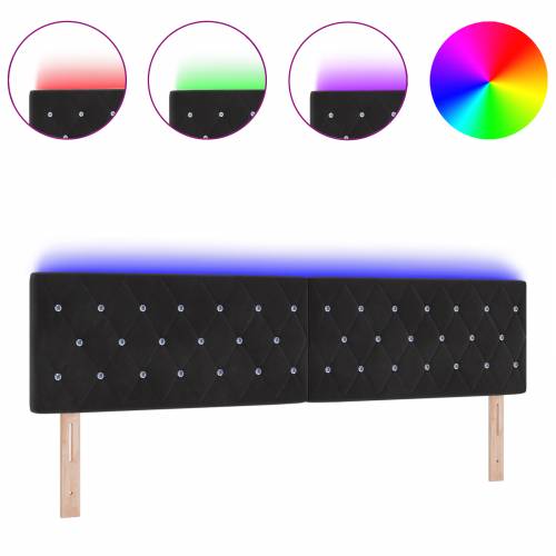 LED uzglavlje s kristalnim dugmadima Utuftano Crno 90 cm Baršun Cijena