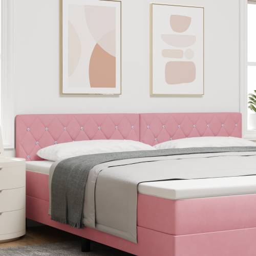 LED uzglavlje s kristalnim dugmadi tufted ružičasto 100 cm baršun Cijena