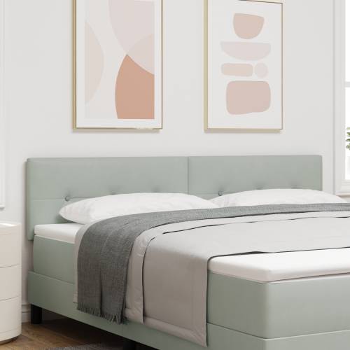 LED naslonjač s gumbom tapeciranim svjetlosivim baršunom 180 cm Cijena