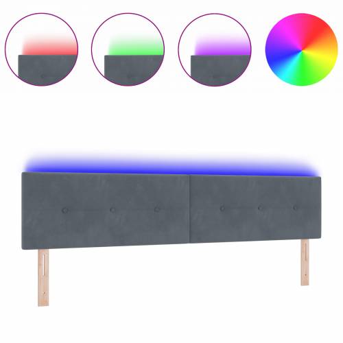 LED uzglavlje s dugmadi s nabranim tamnosivim baršunom 100 cm Cijena