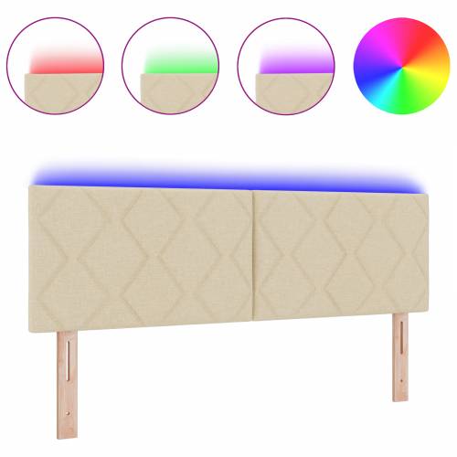 LED uzglavlje u dizajnu dijamantskih blokova krem 144 cm tkanina Cijena