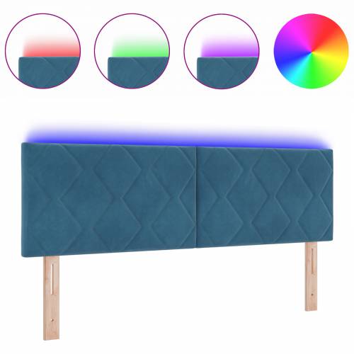 LED uzglavlje s dijamantnim blokovima tamno plavo 144 cm baršun Cijena