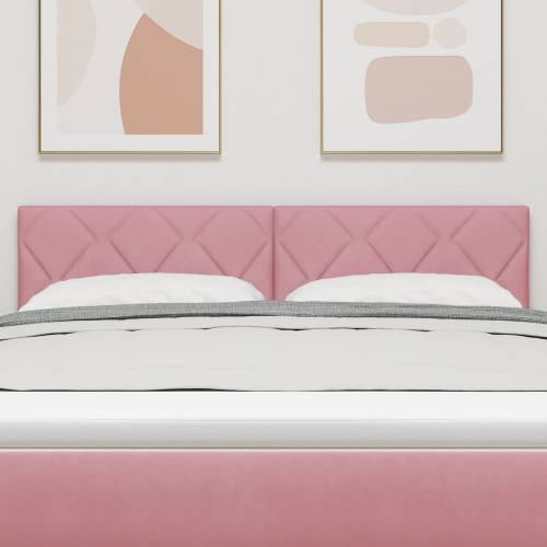 LED Uzheadboard s Dijamantskim Blokovima Ružičasti 160 cm Velvet Cijena