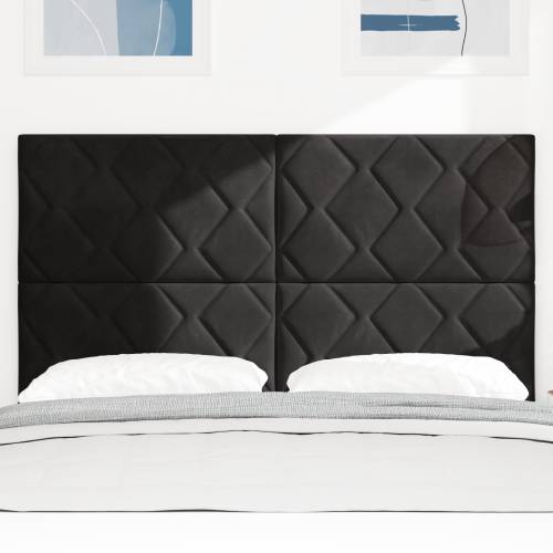 LED uzglavlje dizajn dijamant blokova crno 144 cm baršun Cijena