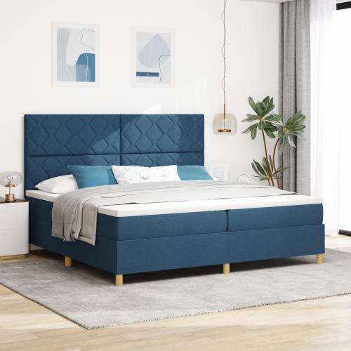 Krevet s box springom s madracem Plavi 200x200 cm Tkanina Cijena