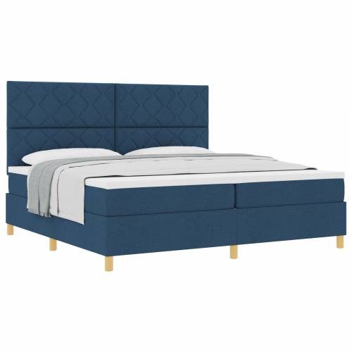 Krevet s box springom s madracem Plavi 200x200 cm Tkanina Cijena