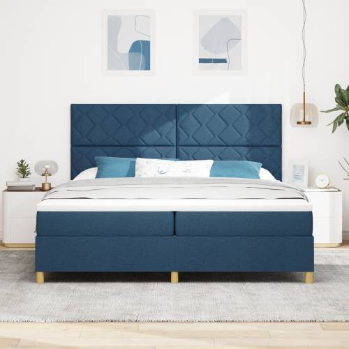Krevet s box springom s madracem Plavi 200x200 cm Tkanina Cijena