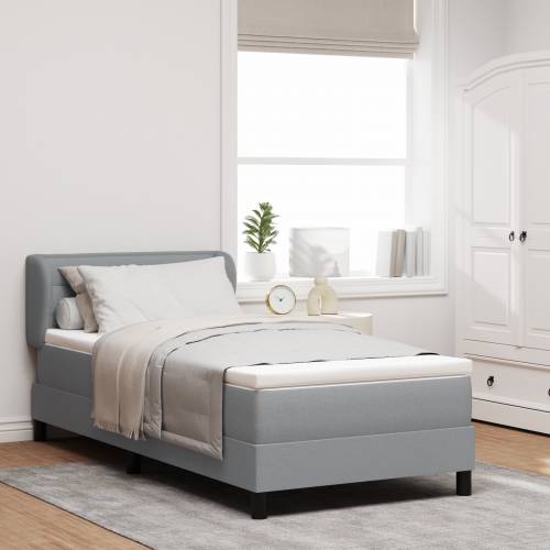 Box Spring Krevet s Madracem Svjetlosiva 90x190 cm Tkanina Cijena