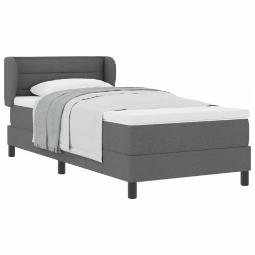 Box Spring Krevet s Madracem - Tamno Siva, 90x190 cm, Tkanina Cijena