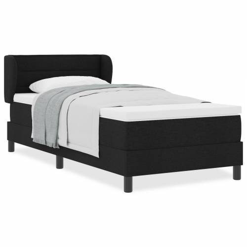 Box Spring Krevet s Madracem Crna 90x190 cm Tkanina Cijena
