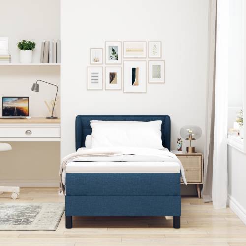 Box Spring Krevet s Madracem Plava 90x190 cm Tkanina Cijena