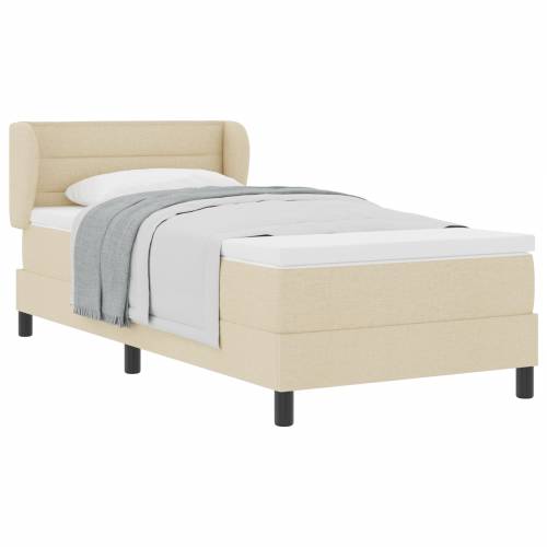Box Spring Krevet s Madracem Krem 90x200 cm Tkanina Cijena