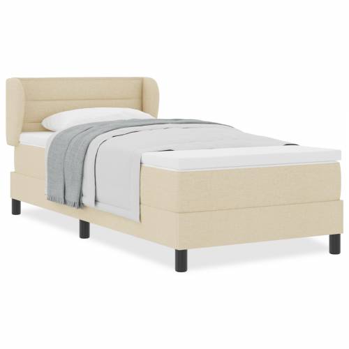 Box Spring Krevet s Madracem Krem 90x200 cm Tkanina Cijena