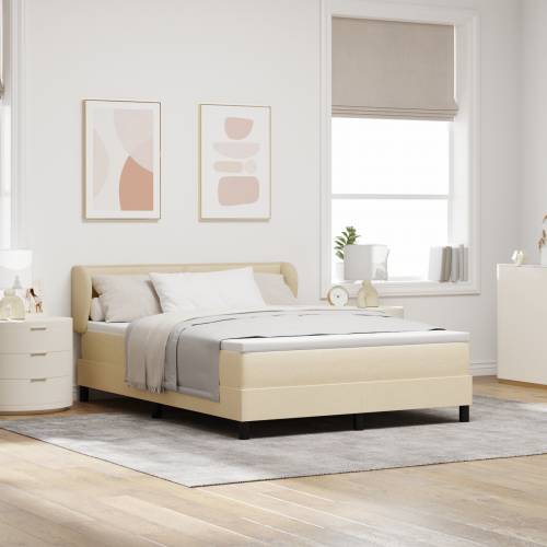 Box Spring Krevet s Madracem Krem 140x200 cm Tkanina Cijena