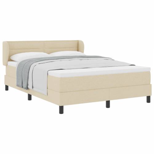 Box Spring Krevet s Madracem Krem 140x200 cm Tkanina Cijena