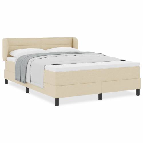 Box Spring Krevet s Madracem Krem 140x200 cm Tkanina Cijena