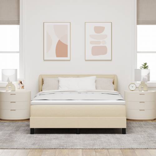 Box Spring Krevet s Madracem Krem 140x200 cm Tkanina Cijena