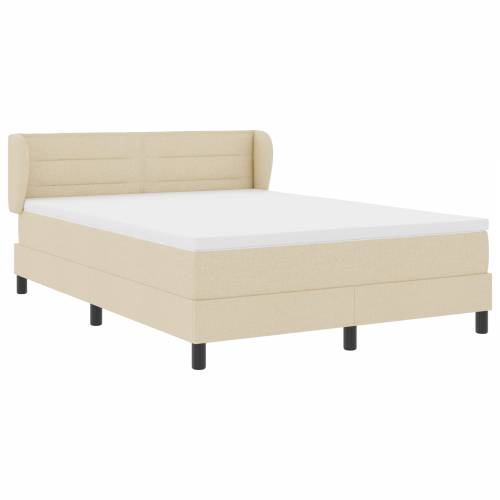 Box Spring Krevet s Madracem Krem 140x200 cm Tkanina Cijena