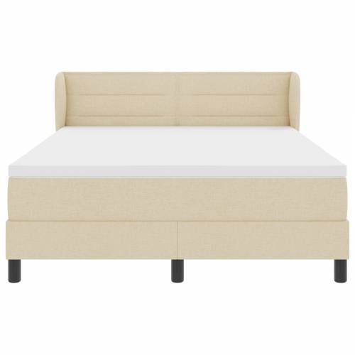 Box Spring Krevet s Madracem Krem 140x200 cm Tkanina Cijena