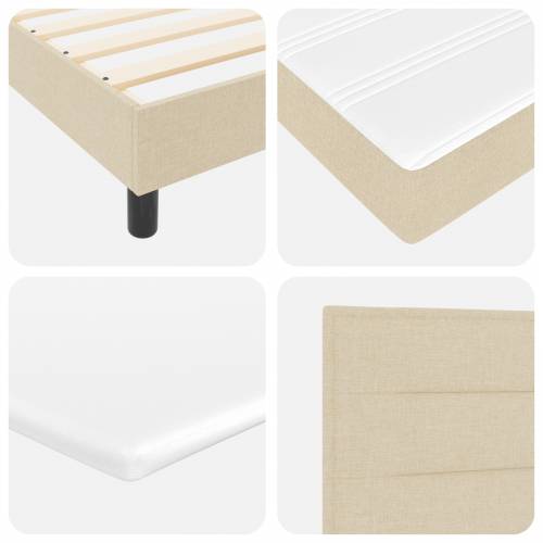 Box Spring Krevet s Madracem Krem 140x200 cm Tkanina Cijena
