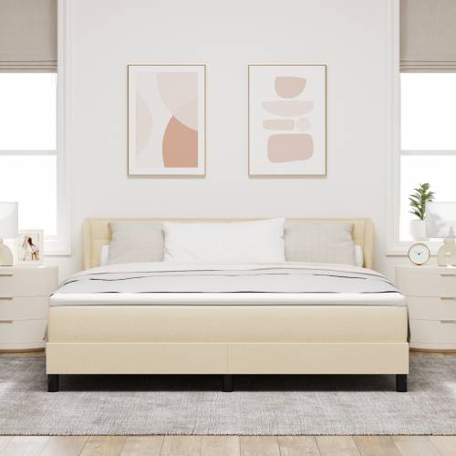 Podni krevet s madracem Krem 180x200 cm Tkanina Cijena