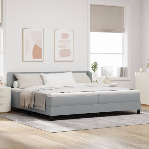 Box Spring Krevet s Madracem Svjetlosiva 200x200 cm Tkanina Cijena