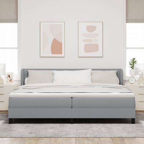 Box Spring Krevet s Madracem Svjetlosiva 200x200 cm Tkanina Cijena