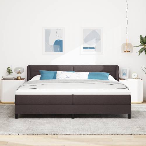 Box Spring Krevet s Madracem Tamno Smeđi 200x200 cm Tkanina Cijena
