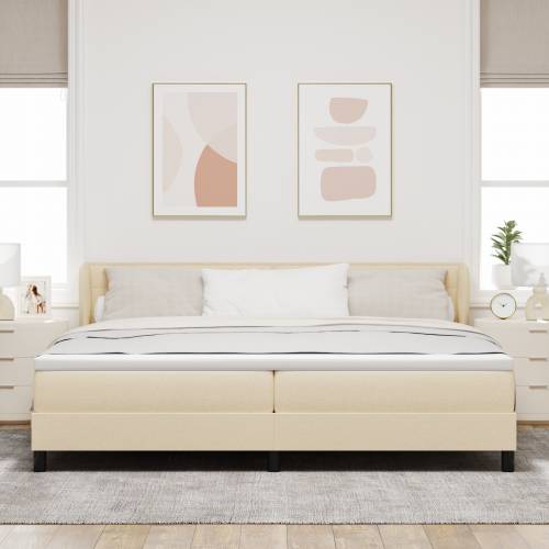 Krevet s podnicom i madracem Krem 200x200 cm Tkanina Cijena
