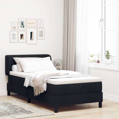Box Spring Krevet s Madracem Crna 90x190 cm Tkanina Cijena