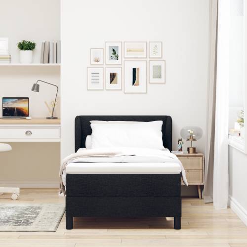 Box Spring Krevet s Madracem Crna 90x190 cm Tkanina Cijena
