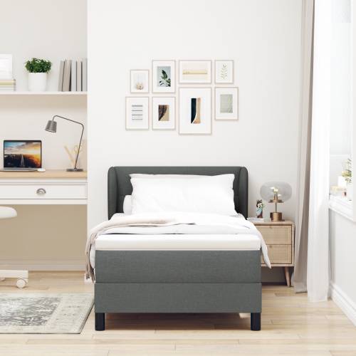 Box Spring Krevet s Madracem Tamnosiva 90x200 cm Tkanina Cijena
