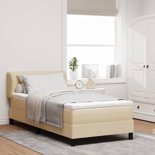 Box Spring Krevet s Madracem Krem 90x200 cm Tkanina Cijena