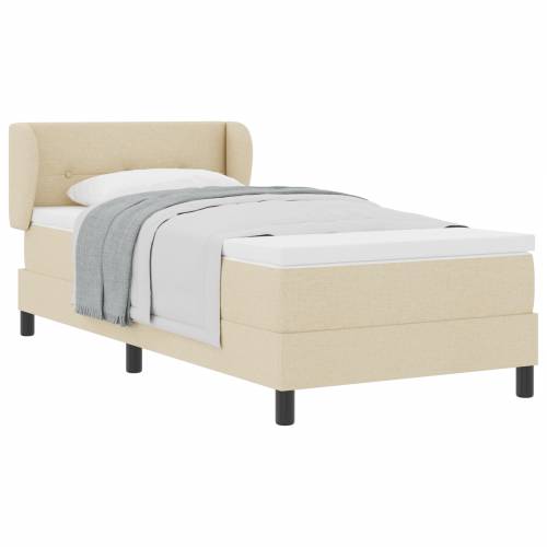 Box Spring Krevet s Madracem Krem 90x200 cm Tkanina Cijena