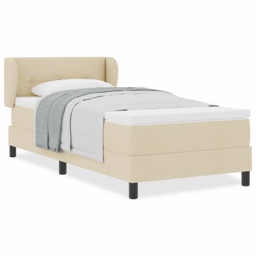 Box Spring Krevet s Madracem Krem 90x200 cm Tkanina Cijena